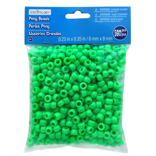 12 Packs: 580 ct. (6,960 total) Opaque Pony Beads by Creatology&#x2122;, 6mm x 9mm